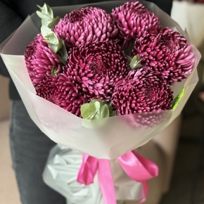 Букет "Виноградный" из 7 хризантем Бигоуди в Зарайске