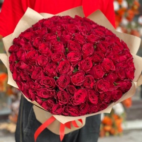 Букет 101 красная роза Кения (50 см) в Зарайске