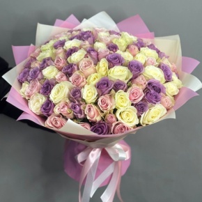 Букет из 101 розы пастельный микс (40 см) в Зарайске