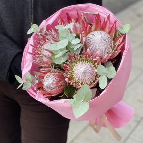 Букет из 5 протей и эвкалипта в Зарайске