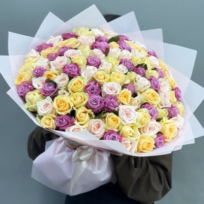 Букет "Желаю тебе" из 101 розы микс (50 см) в Зарайске