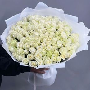 Букет "Лебединая верность" из 101 белой розы (60 см) в Зарайске