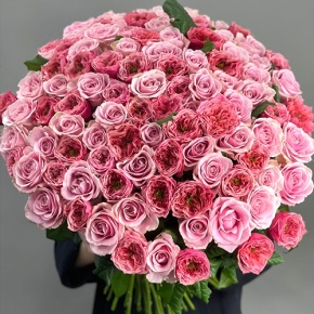 Нежный букет из 101 розы Риджентс парк и Аваланж микс  (70 см) в Зарайске