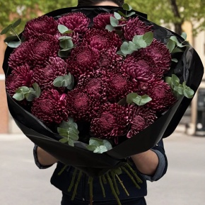 Букет из 21 винной хризантемы Бигоуди в Зарайске