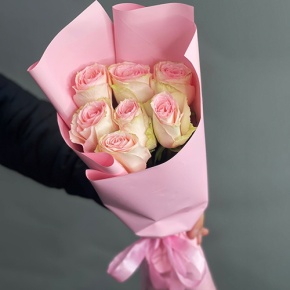 Букет 7 Кенийских розовых роз (40 см) в Зарайске