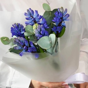 Букет "Мини" из 5 ароматных гиацинтов и эвкалипта в Зарайске
