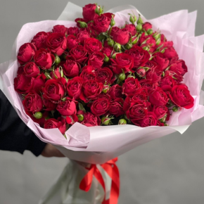 Букет из 17 красных кустовых пионовидных роз (50 см) в Зарайске