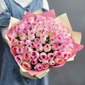Букет из 75 розовых роз кения (40 см) в Зарайске