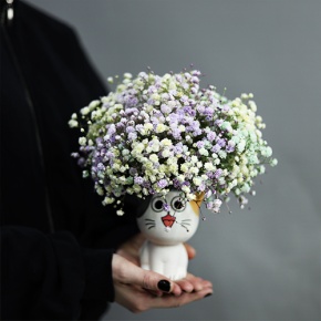 Композиция из гипсофил в керамическом кашпо в Зарайске