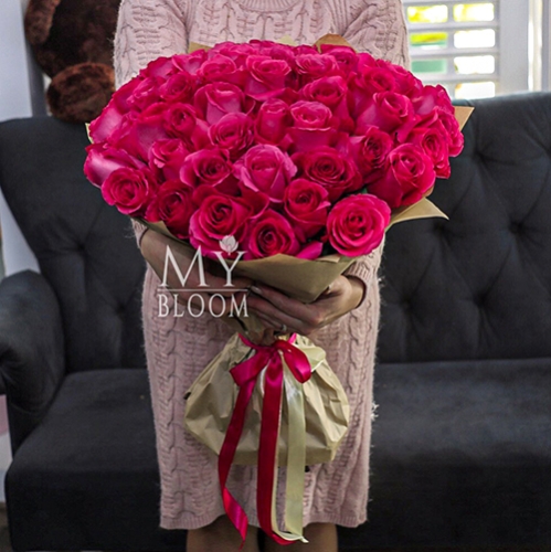 Букет 51 роза Эквадор Пинк Флоид (60 см) в Зарайске